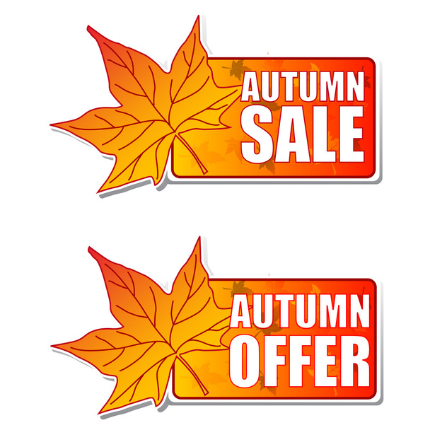 葉の秋の販売と提供ラベル - 写真・画像