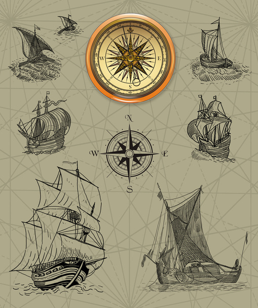 Old pirate map icons - Foto, Imagen