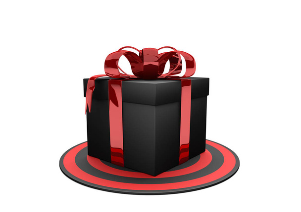 Black gift box on the target - Фото, изображение