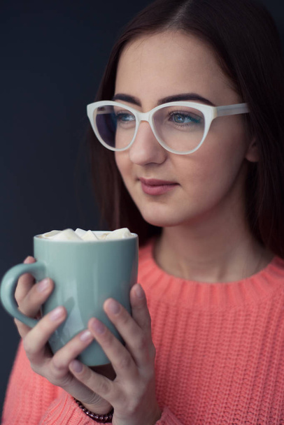 Girl drinks coffee - Photo, Image