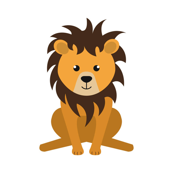 χαριτωμένο μικρό λιοντάρι χαρακτήρων των ζώων - Διάνυσμα, εικόνα