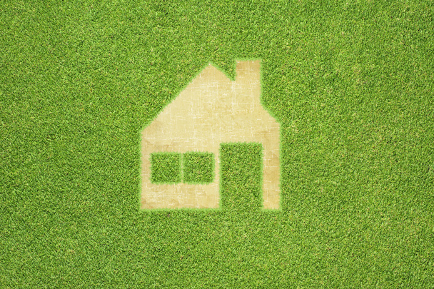 Casa de textura de grama verde e fundo
 - Foto, Imagem