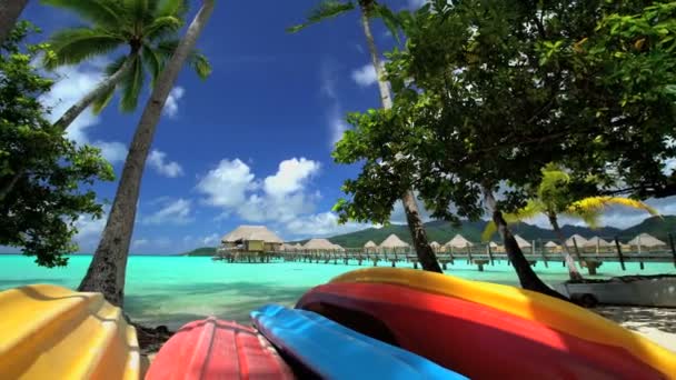 Kayak boats by Overwater Bungalows  - Footage, Video