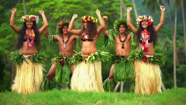  muži s dívky tančí hula  - Záběry, video
