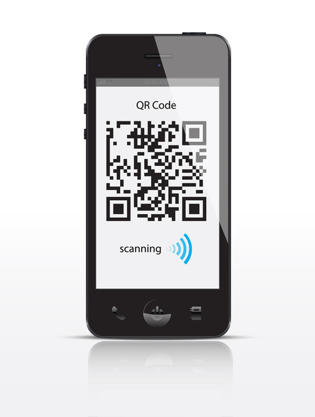 QR Kod tarayıcı gösteren mobil akıllı telefon - Vektör, Görsel