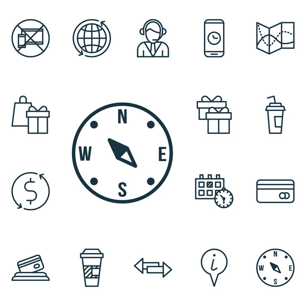 Set Of Transportation Icons On Shopping, Forbidden Mobile And World Topics. Editable Vector Illustration. Includes Pointer, Holiday, World And More Vector Icons. - Vector, Image