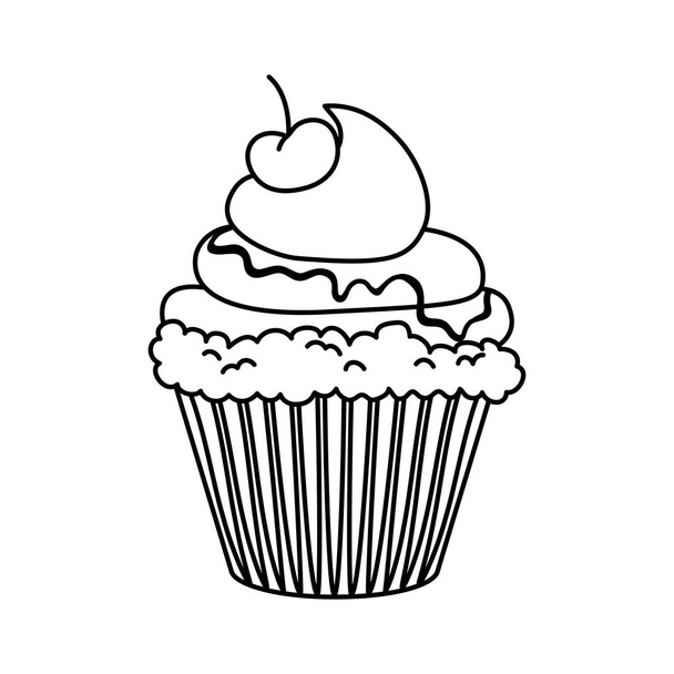 Delicious cupcake dessert - Vector, imagen