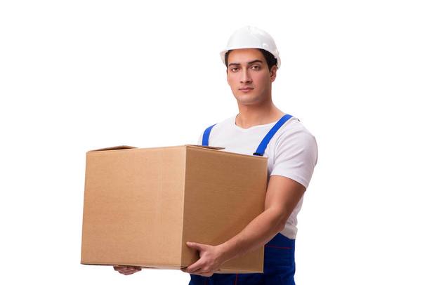 άνθρωπος με κουτιά που απομονώνονται σε λευκό - Φωτογραφία, εικόνα
