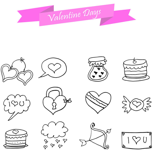 Hand draw of icon valentine - Vecteur, image