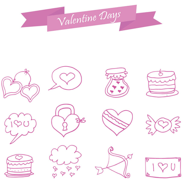 Valentine icons element style collection - Vector, afbeelding