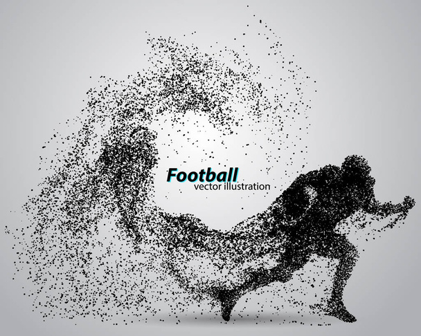 silhouette of a football player from particle. Rugby. American footballer - Vector, Image