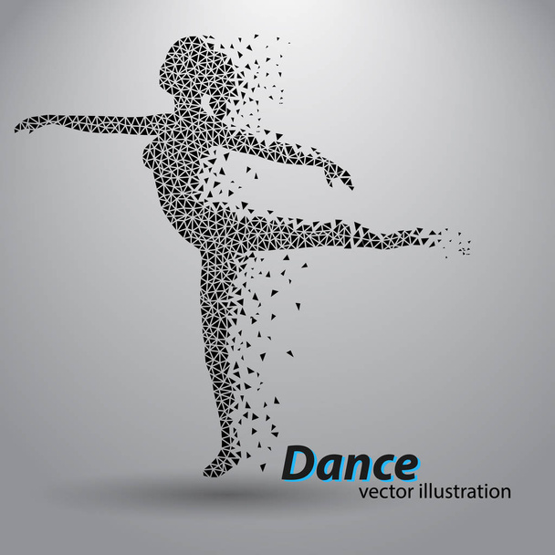 Silhouet van een dansende meisje uit driehoeken - Vector, afbeelding