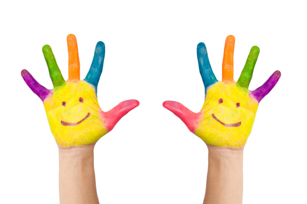 Deux mains colorées avec sourire
 - Photo, image