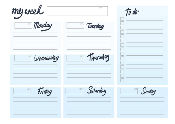 weekly planer blank template - Vector, Image