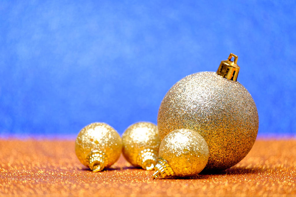 Christmas and New Year decorations on glitter background - Φωτογραφία, εικόνα