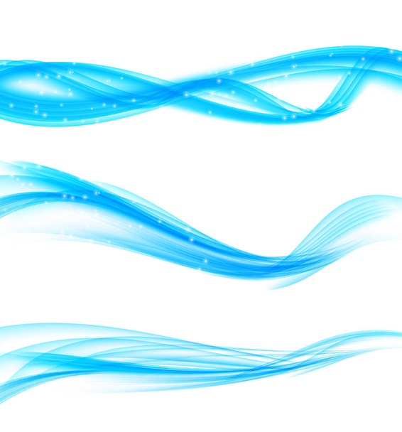 Ensemble de vagues bleues abstraites sur fond transparent. Vecteur
 - Vecteur, image