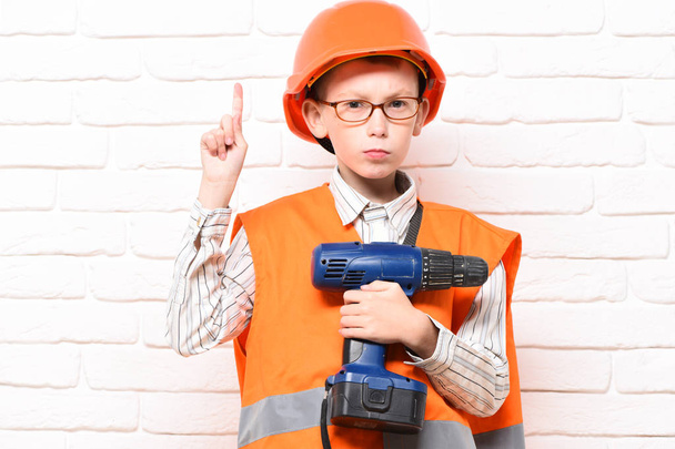 young cute builder boy - Фото, зображення