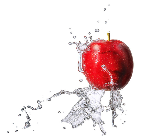 Stříkající vodě s apple, samostatný - Fotografie, Obrázek