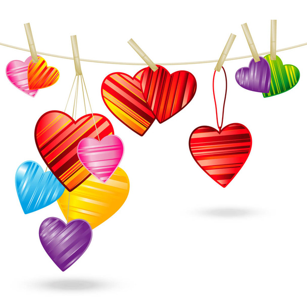Valentine's day background with striped pattern hearts ,  - Vetor, Imagem