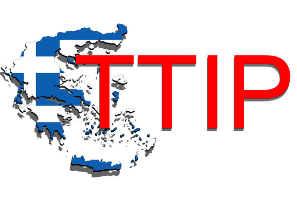 TTIP - διατλαντική εμπορική και επενδυτική εταιρική σχέση στον χάρτη της Ελλάδας - Φωτογραφία, εικόνα