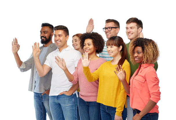 international group of happy people waving hand - Zdjęcie, obraz