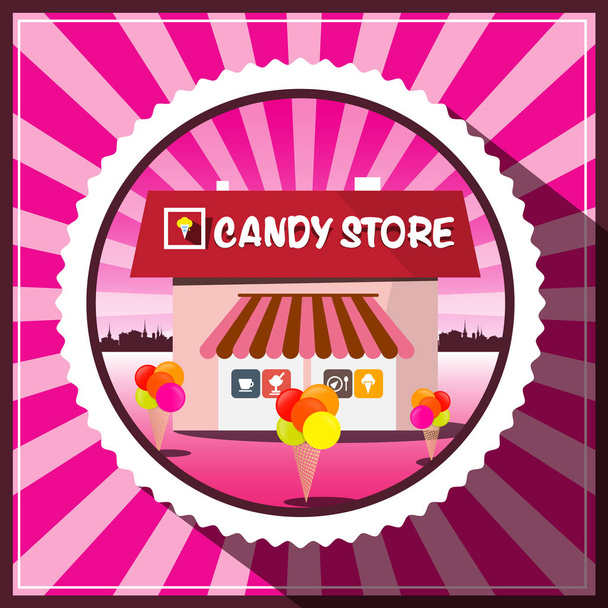 Candy Store. Vector Pink Retro Cover Design. - Vetor, Imagem
