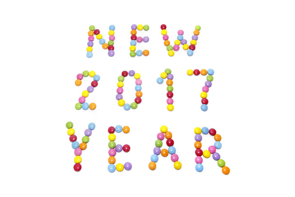 "New Year 2017" from multicolored sweets candy - Photo, Image