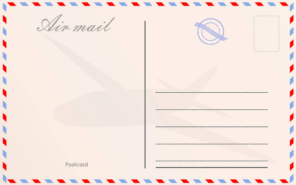 Travel postcard vector in air mail style with paper texture and  - Vector, Image