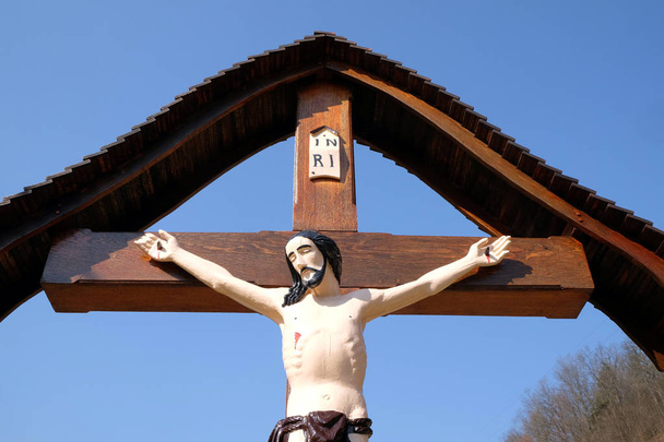 Silniční krucifix v oblasti Zagorje, Chorvatsko  - Fotografie, Obrázek
