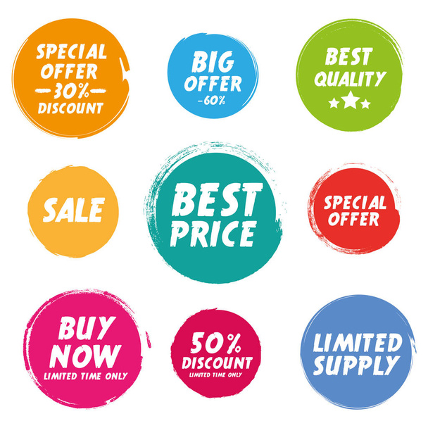 Set of Grunge circle tags - Vector, afbeelding