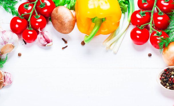  Different raw vegetables and spices  - Fotó, kép