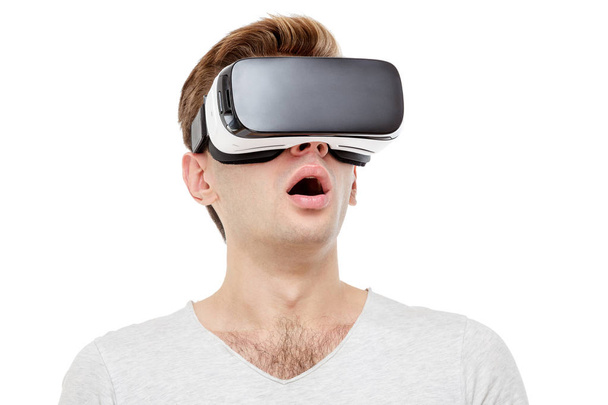 Man with virtual reality goggles - 写真・画像