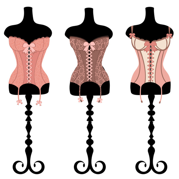 Vintage corsets set - Вектор,изображение