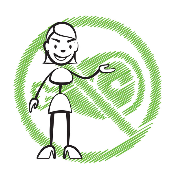 Stick figure woman without meat symbol - Vector, Image