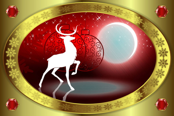 Sfondo rosso di Natale con cervo
 - Vettoriali, immagini