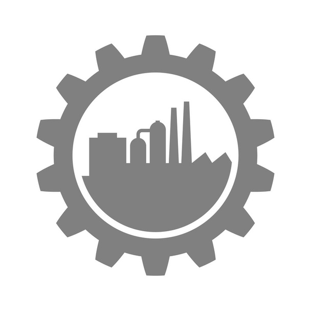 Icono industrial gris sobre fondo blanco
 - Vector, Imagen