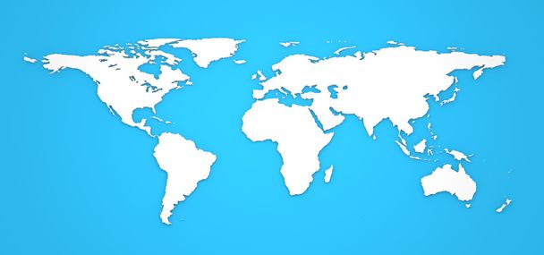 3D World Map on Blue Background. - Photo, Image