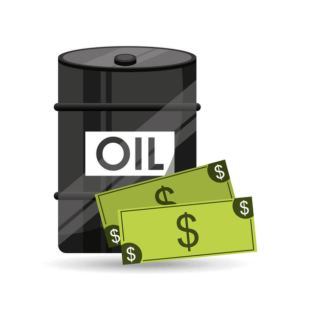 barril petróleo concepto dinero facturas
 - Vector, imagen