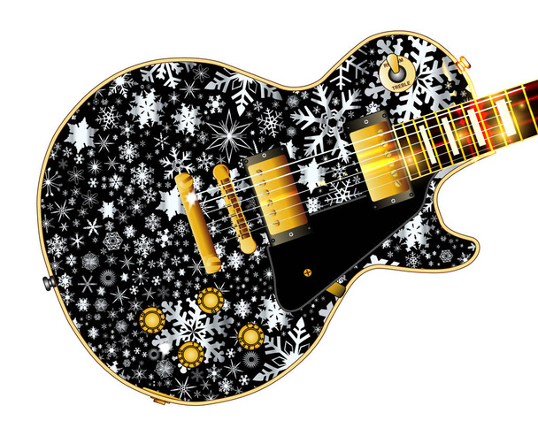 クリスマス雪の結晶ギター - ベクター画像