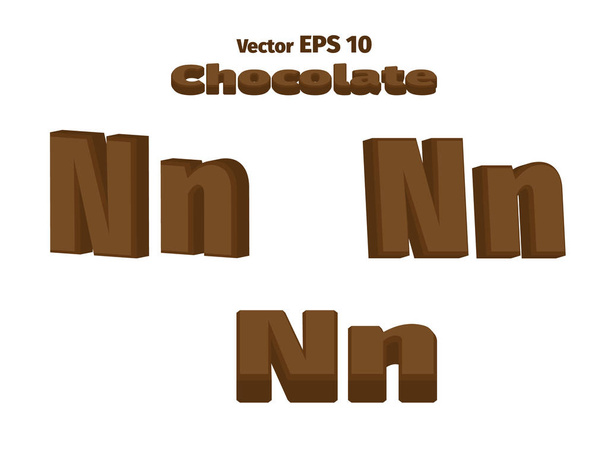 3D Chocolate letter N - Vector, Image