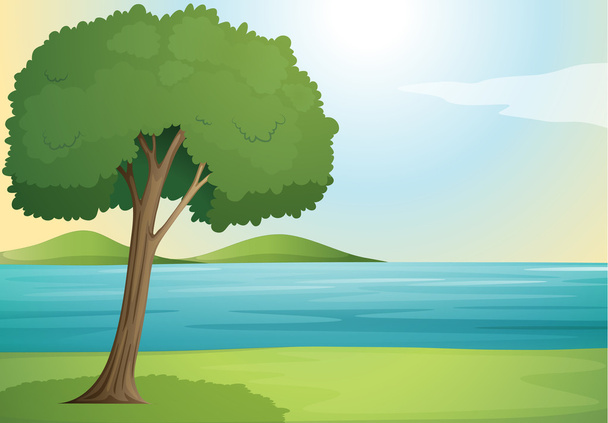 tree and river - Vector, Image