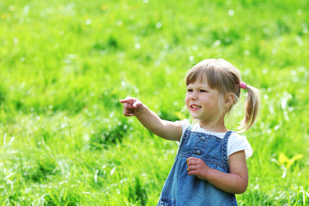 A beautiful little girl on the nature - 写真・画像