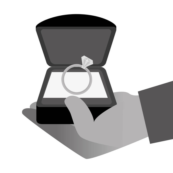 hand with engagement ring - Vector, Image
