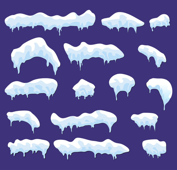 Icicles, boné de neve, conjunto de design de ícone de vetor de deriva
 - Vetor, Imagem