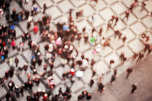 Bulanık kalabalık insan. Üstten Görünüm - Fotoğraf, Görsel