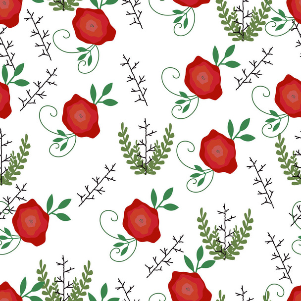 Vector floral seamless pattern. Roses. - Vettoriali, immagini