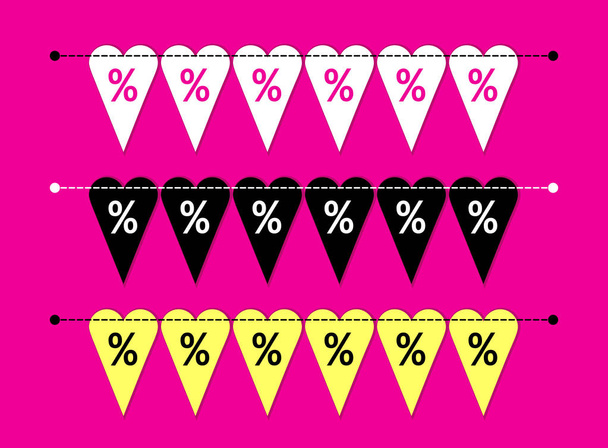 Set of heart shaped bunting flags - Vector, afbeelding