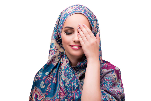 白で隔離ファッション概念でイスラム教徒の女性 - 写真・画像