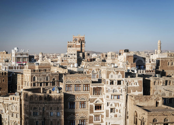 Merkez sanaa şehir eski şehir manzarası Yemen'deki görünümünü - Fotoğraf, Görsel