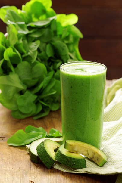 Fresh natural organic green smoothie with avocado - Фото, зображення